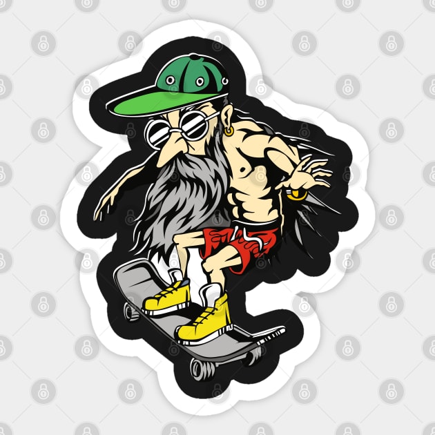 grandpa on skateboard Sticker by Whatastory